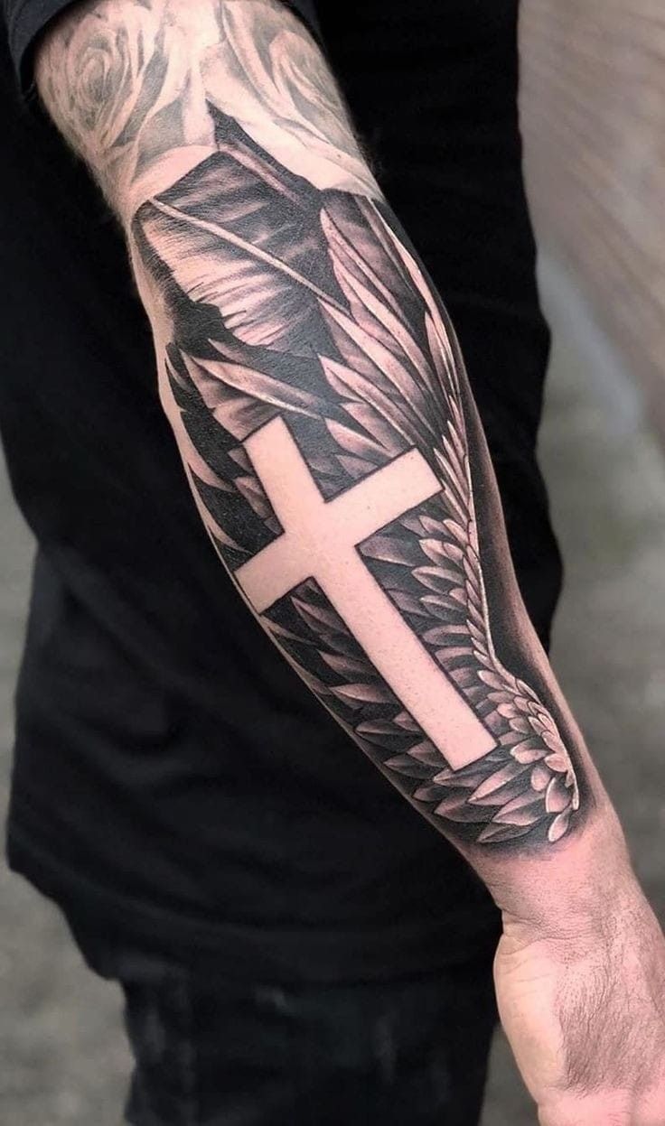 Cross Sleeve Tattoo Ideas for Men - Riccda