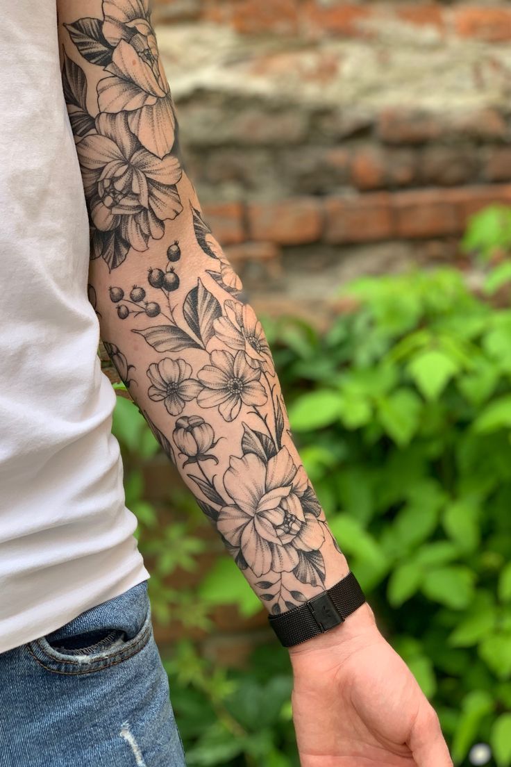 Flower Sleeve Tattoo Ideas for Men - Riccda