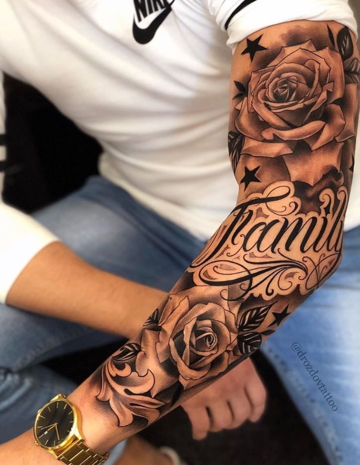 Rose Sleeve Tattoo Ideas for Men - Riccda