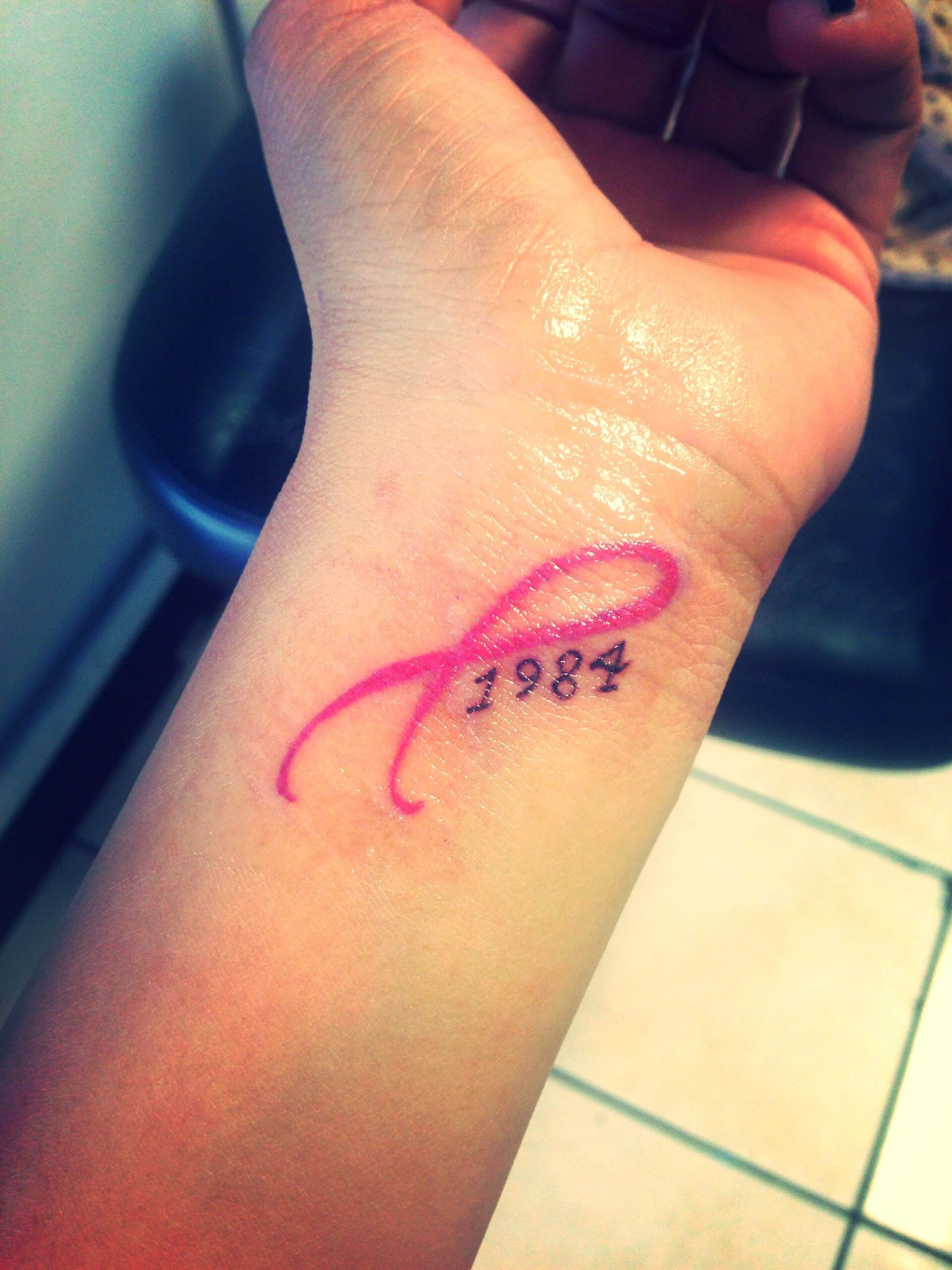 Small Breast Cancer Ribbon Tattoo Ideas for Wrist - Riccda