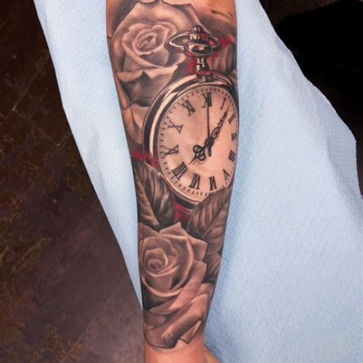 Tattoo Ideas with Roses and Clocks Tattoo Ideas with Roses and Clocks