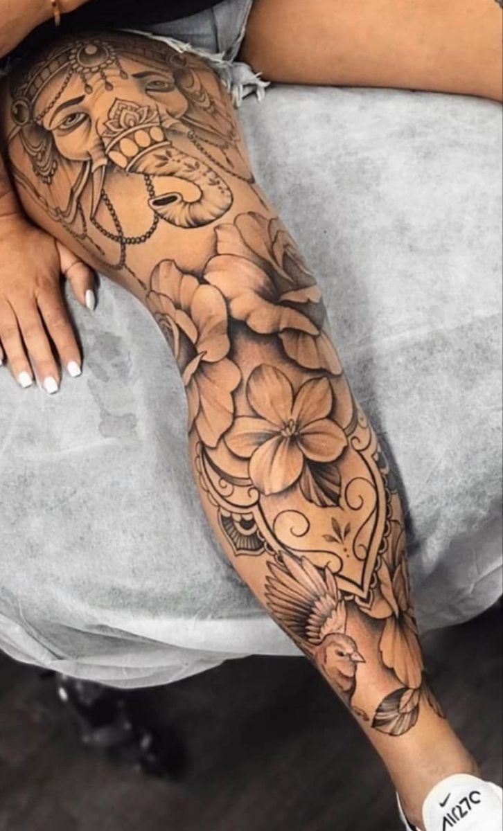 Women's Leg Sleeve Tattoo Ideas - Riccda