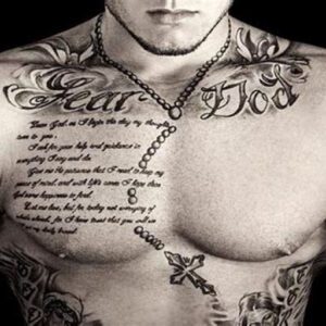 Religious Chest Tattoo Ideas for Men