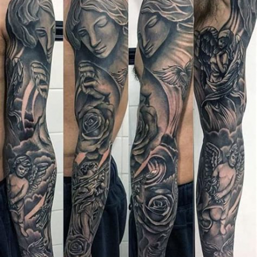 Religious Tattoo Sleeve Ideas for Men