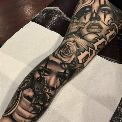 Ghetto Gangster Chicano Tattoo Sleeve Ideas