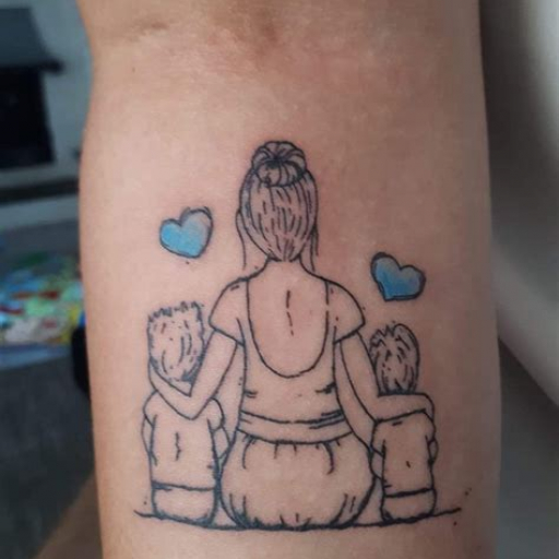 Mother and 2 Sons Tattoo Ideas